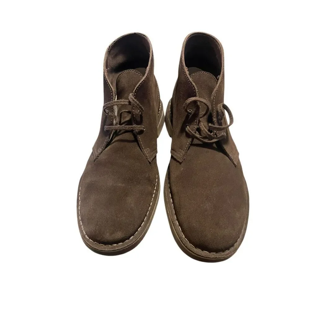 Clarks Mens Brown Bushacre 3 Sand Suede Leather Lace Up Ankle Boots Size 12